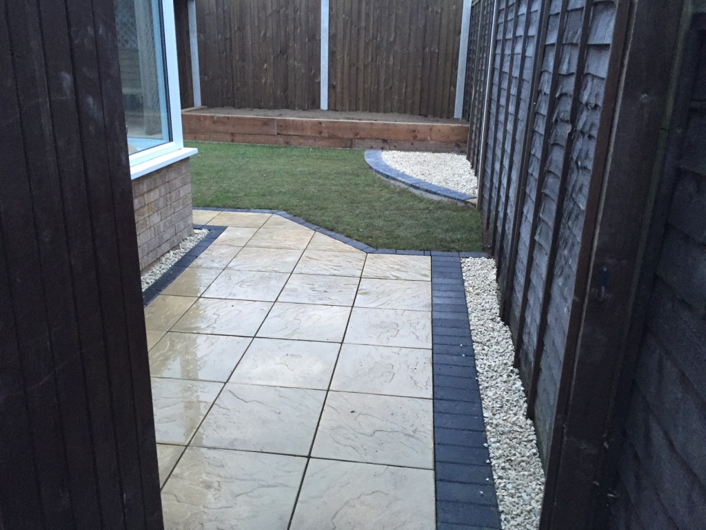 After, Paving slab pathway with Cotswold stones and garden reformation