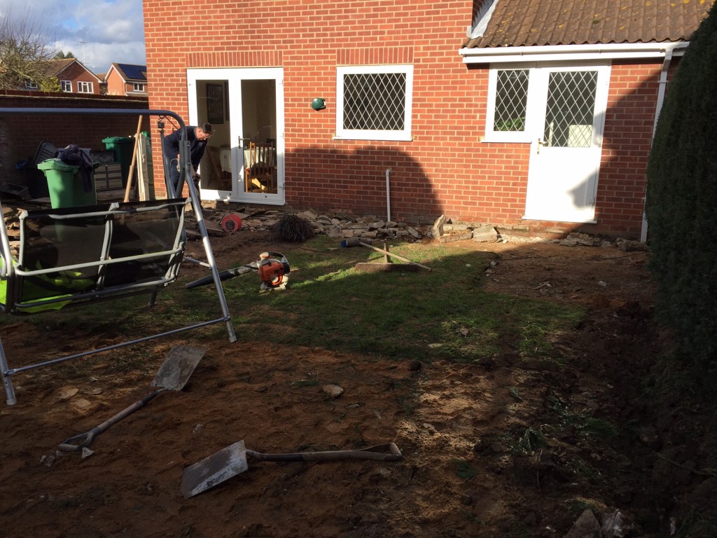 Stage 1 - Removal of old patio and lawn